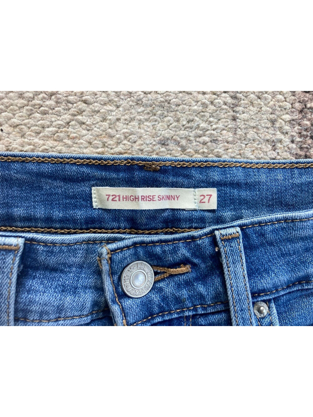 LEVIS 721 Women Sz 27 Blue Stretch Denim High Rise Skinny Jeans - Picture 3 of 9